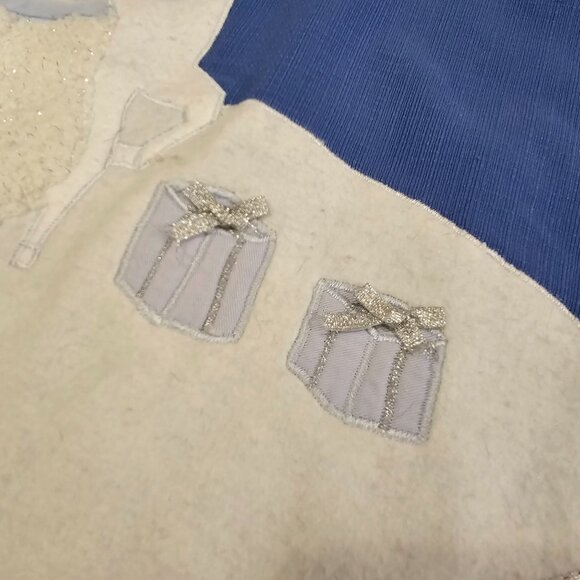 Snow Buddies Tree Skirt 1995 Christmas vtg Pottery Barn 40" blue holiday season - Picture 6 of 14